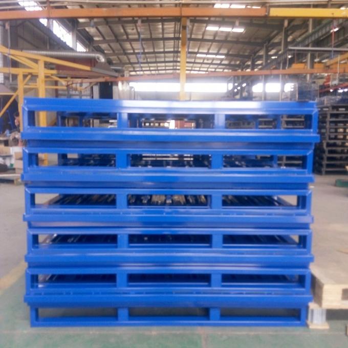 Transportation Stackable Steel Pallets ,   Blue Rustic Metal Stacking Pallets