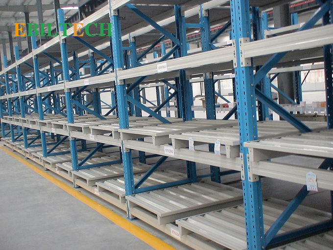 Q235B Steel   Push Back Racking ,  Blue Industrial Storage Racking Systems